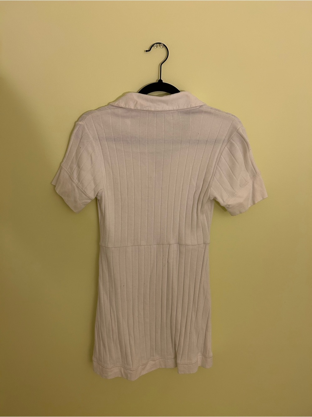Free People Cream Ribbed Button-Front Polo Dress - Picture 2 of 2